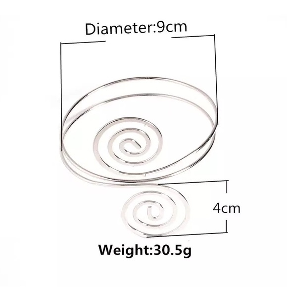 Gypsy Swirl Boho Arm Bangle - Silver - Picture 4 of 4